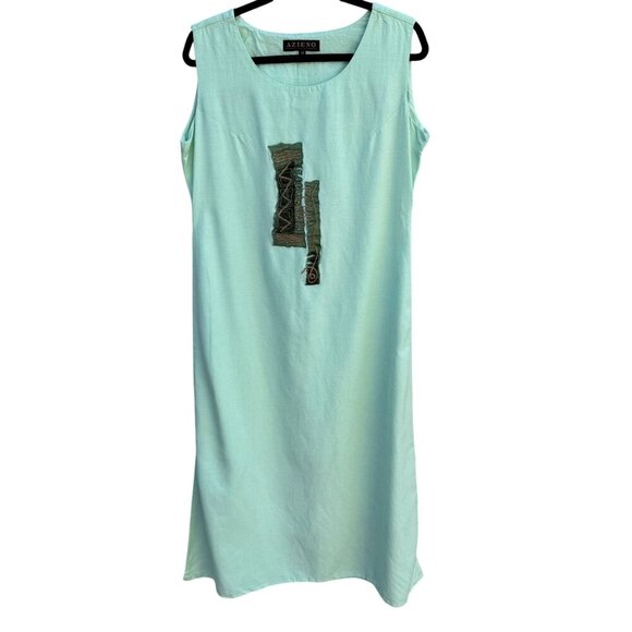 Azieno Dresses & Skirts - Azieno Womens Sleeveless Mint Green Unique Patchwork Embroidery Maxi Dress M